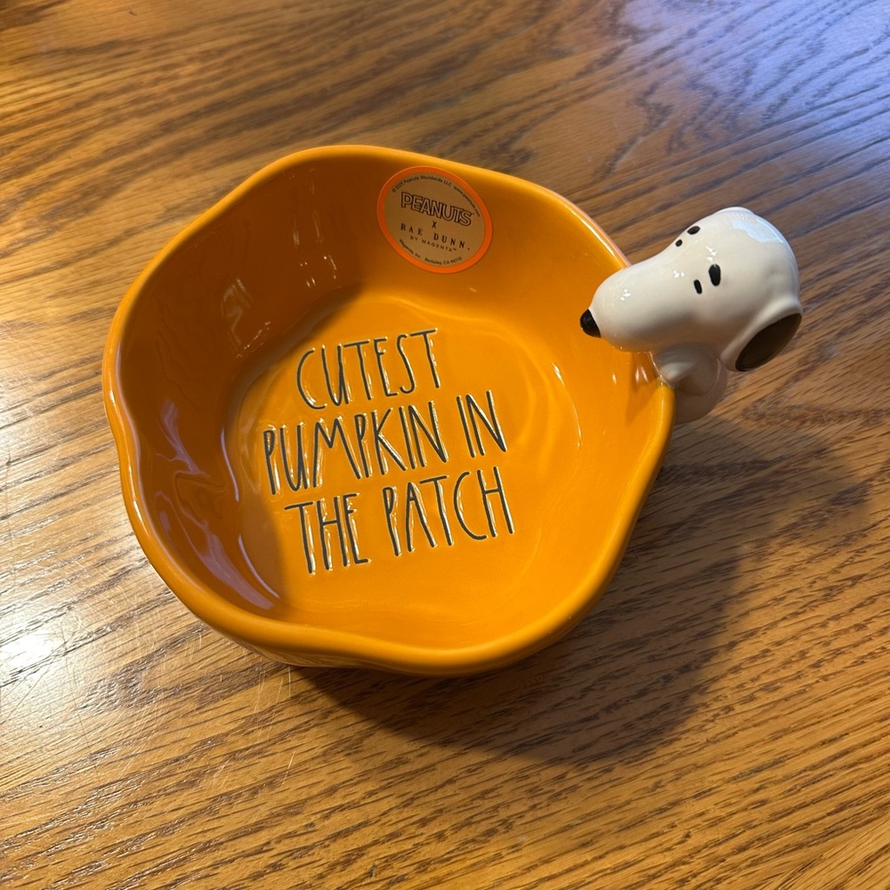 Peanuts Orange Pumpkin Bowl with Snoopy Handle